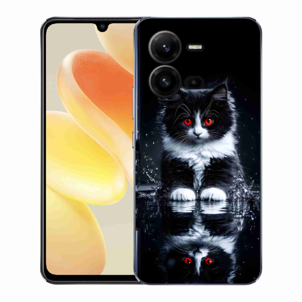 Gél borítás mmCase a Vivo X80 Lite készülékhez - fekete-fehér cica