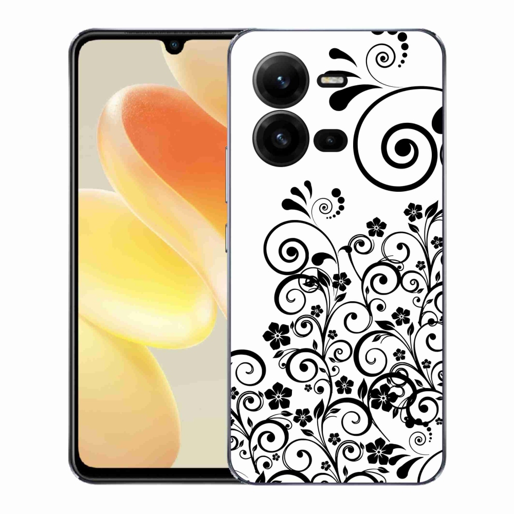 Gél borítás mmCase a Vivo X80 Lite-on - fekete és fehér virágminták