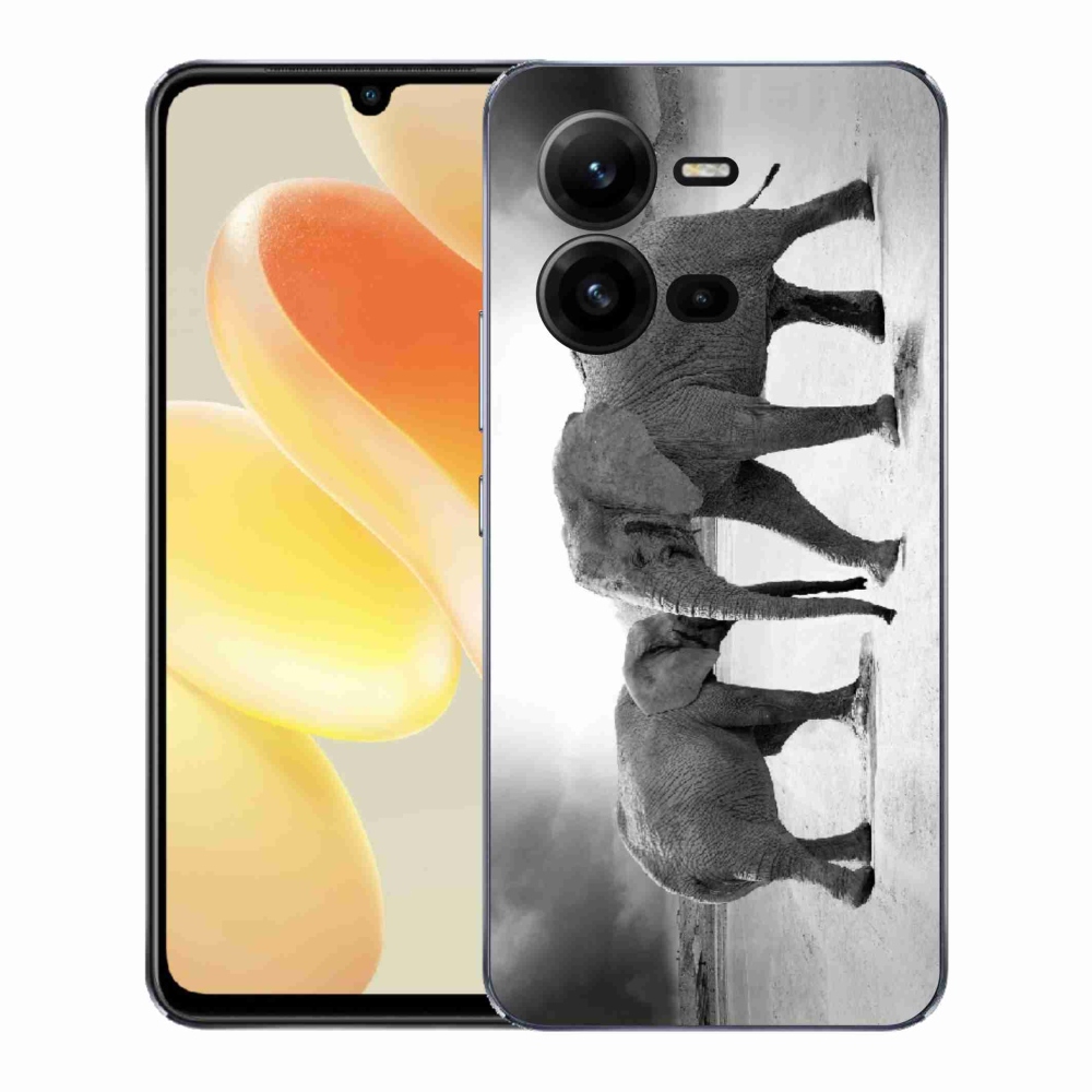 Gél borító mmCase a Vivo X80 Lite készülékhez - fekete és fehér elefántok