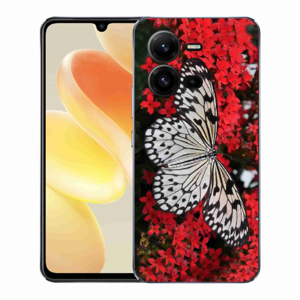 Gél borítás mmCase a Vivo X80 Lite készülékre - fekete-fehér pillangó 1