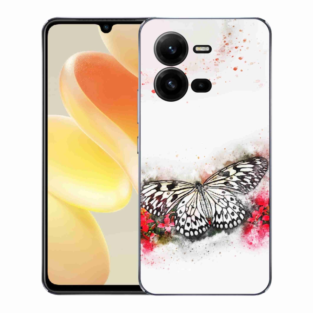 Gél borítás mmCase a Vivo X80 Lite-on - fekete-fehér pillangó