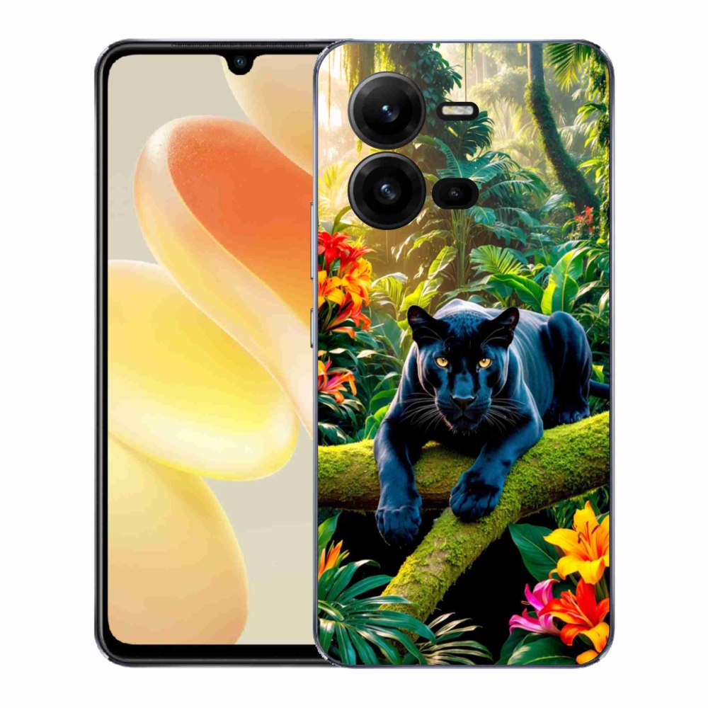 Gél borítás mmCase a Vivo X80 Lite-hoz - fekete párduc a dzsungelben