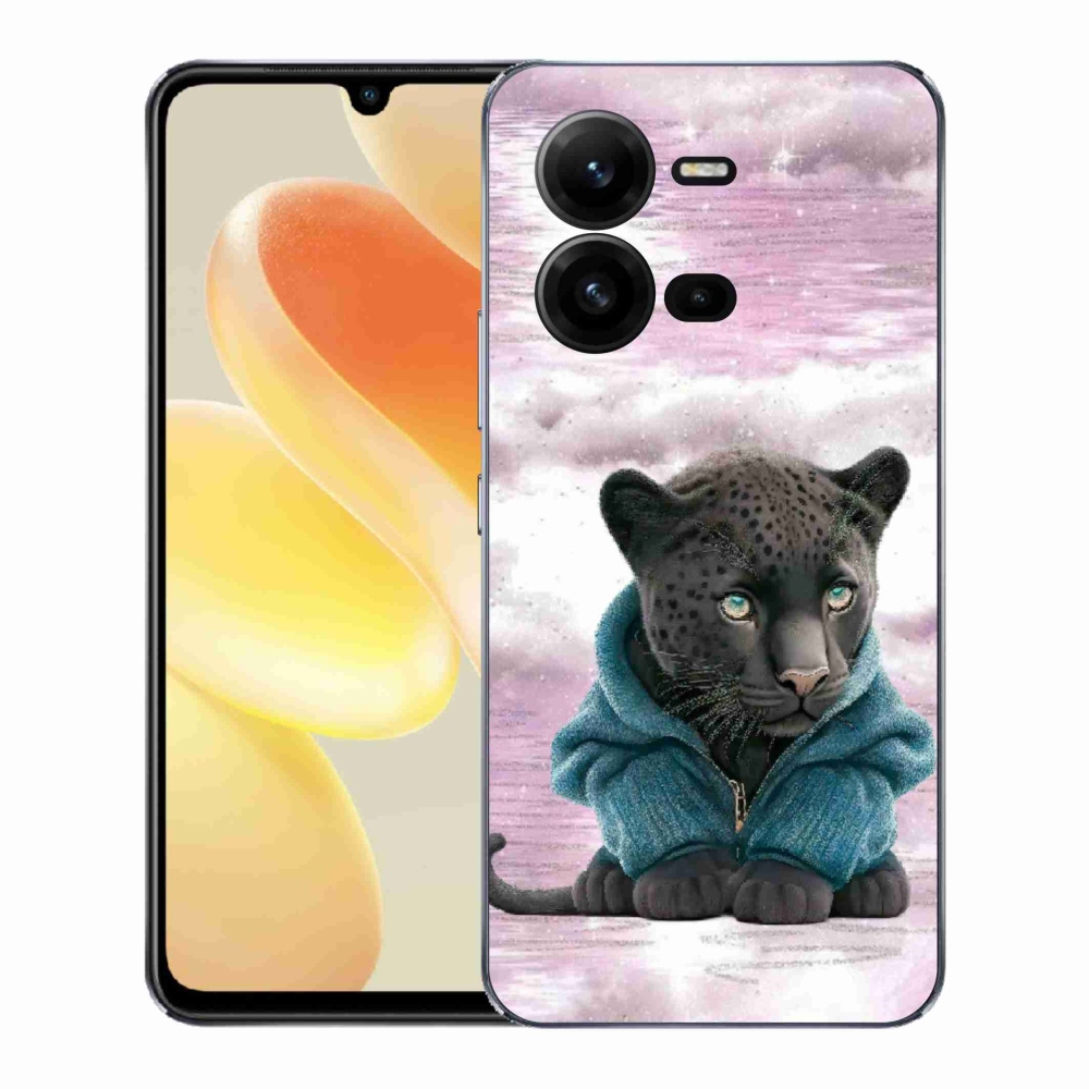 Gél borítás mmCase a Vivo X80 Lite készülékhez - fekete párduc pulóverben