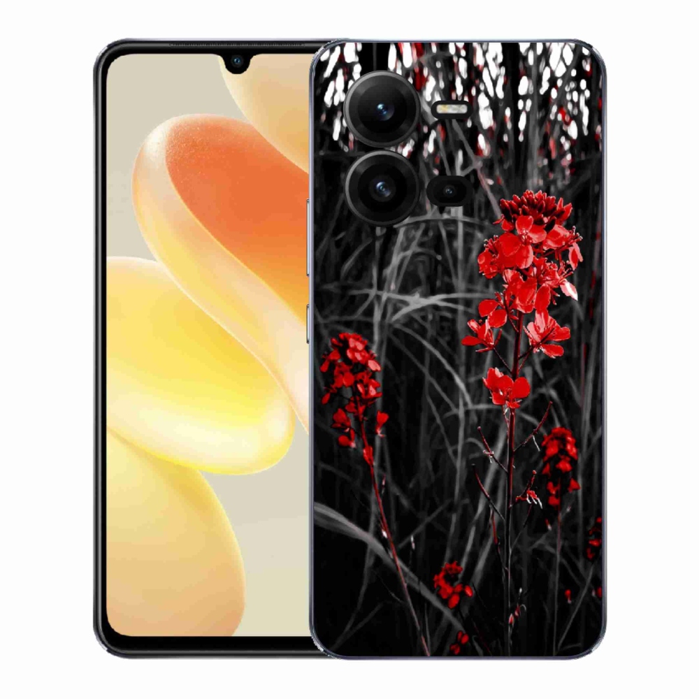 Gél borítás mmCase a Vivo X80 Lite - piros növényen