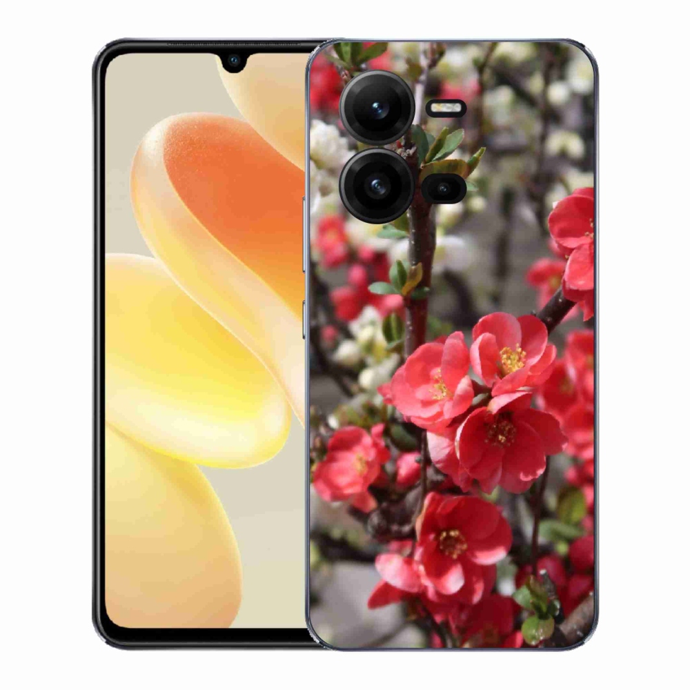 Gél borító mmCase a Vivo X80 Lite készülékhez - piros virágok