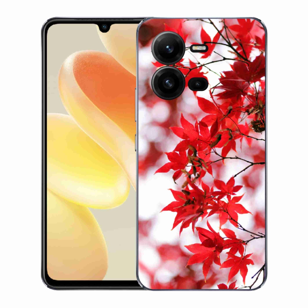 Zselés borítás mmCase a Vivo X80 Lite-hoz - piros levelek