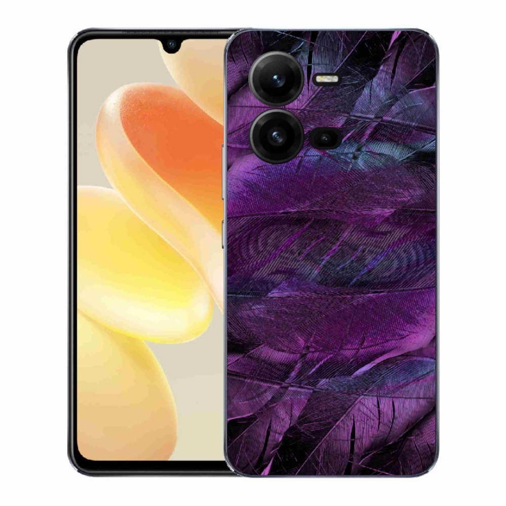 Gél védőhuzat mmCase a Vivo X80 Lite készülékhez - lila tollak