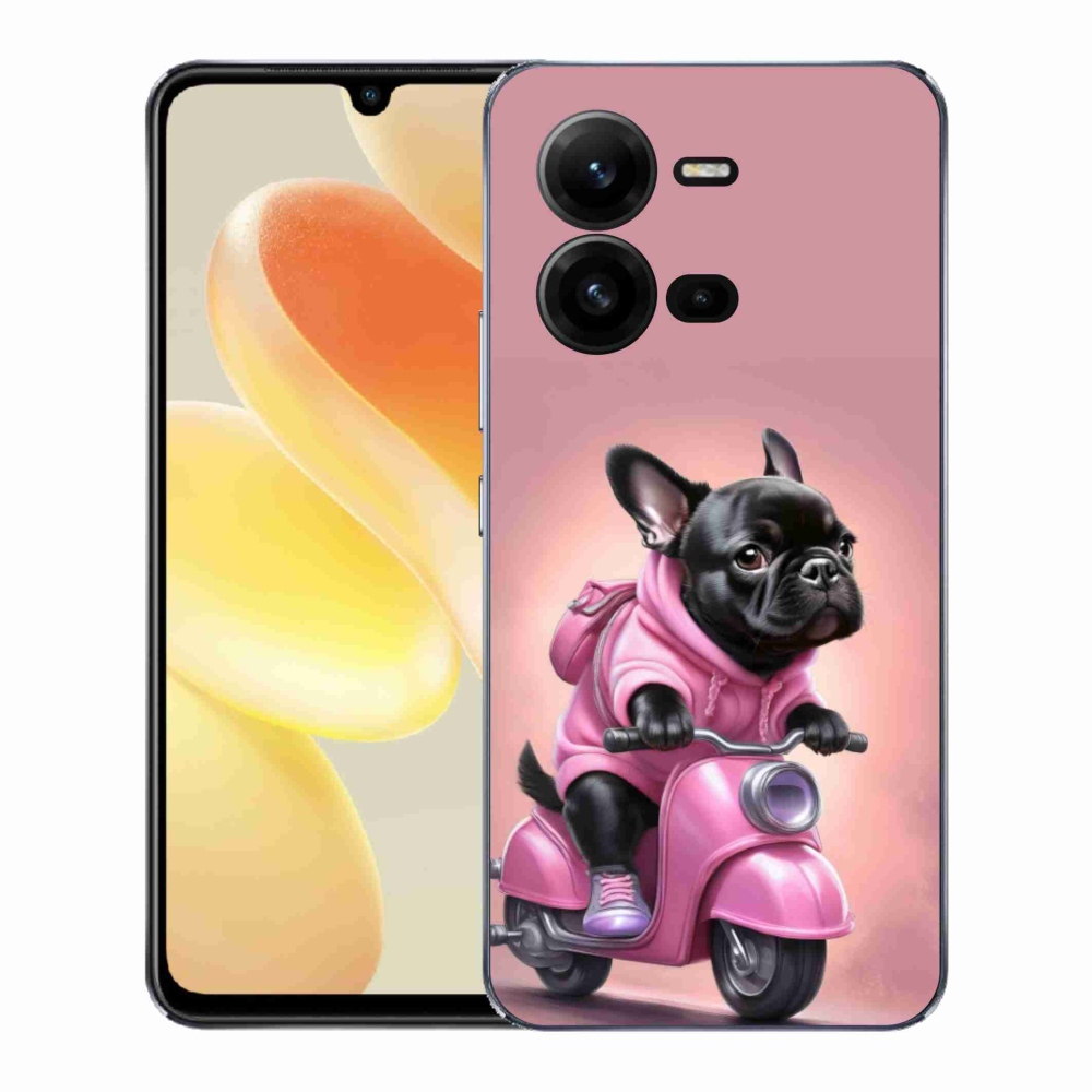 Gél borítás mmCase a Vivo X80 Lite készülékhez - Francia bulldog a robogón