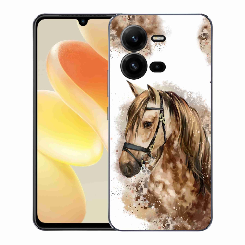 Gél borítás mmCase a Vivo X80 Lite készülékhez - barna rajzfilm ló