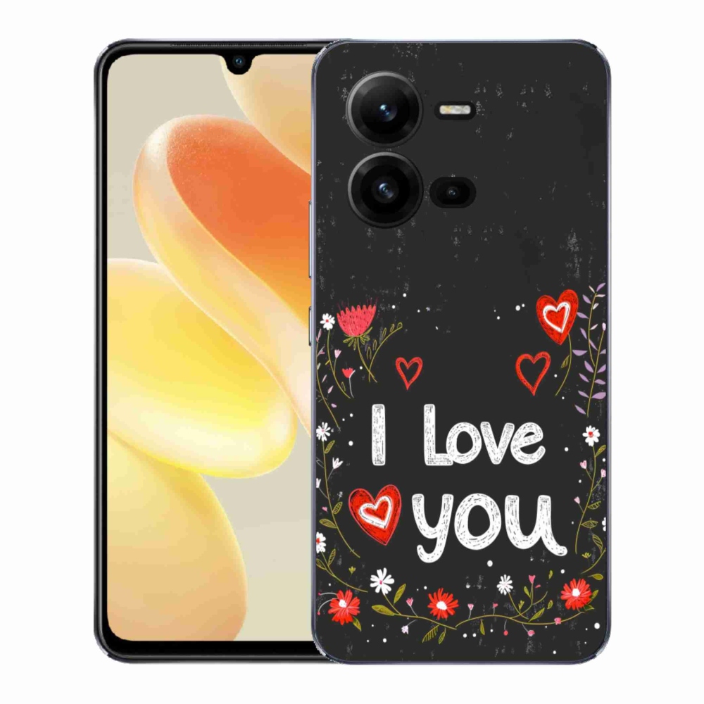 Gél borító mmCase a Vivo X80 Lite készülékhez - Szeretlek fekete háttérrel