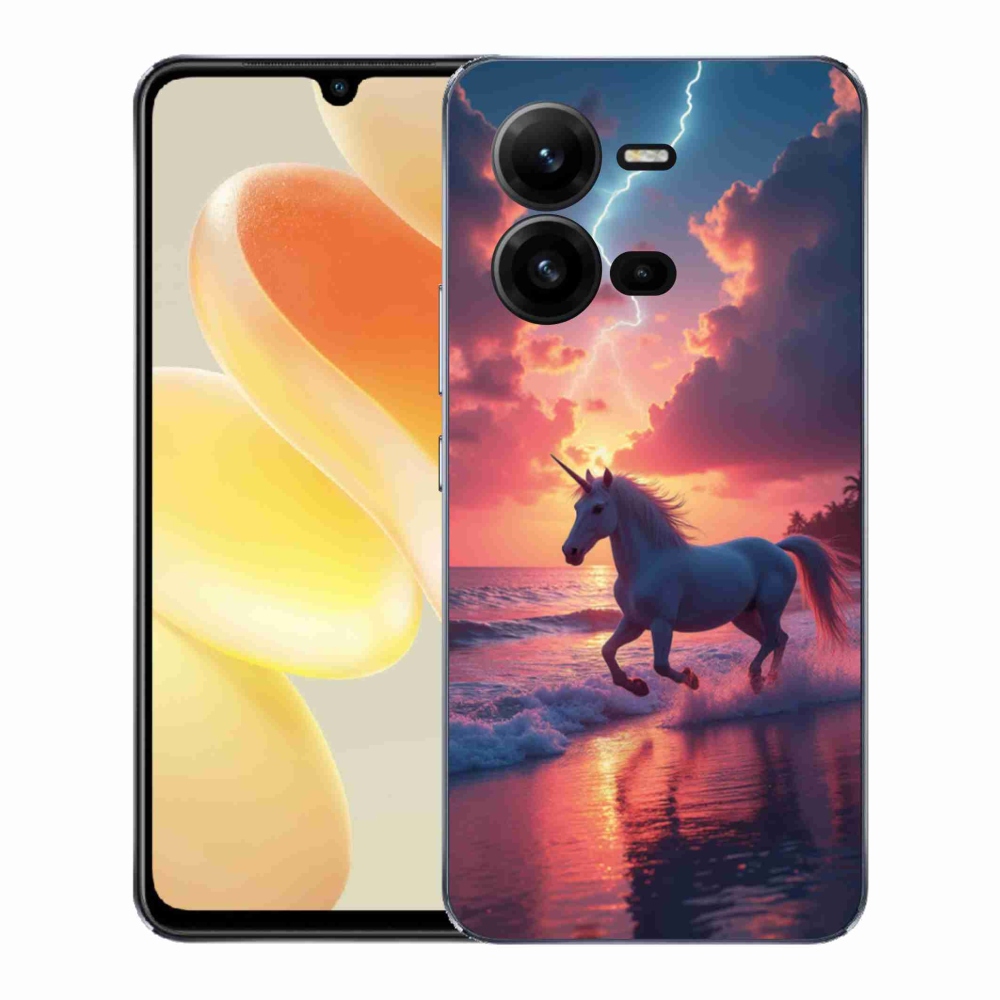 Gél borítás mmCase a Vivo X80 Lite készülékhez - egyszarvú a tengerparton