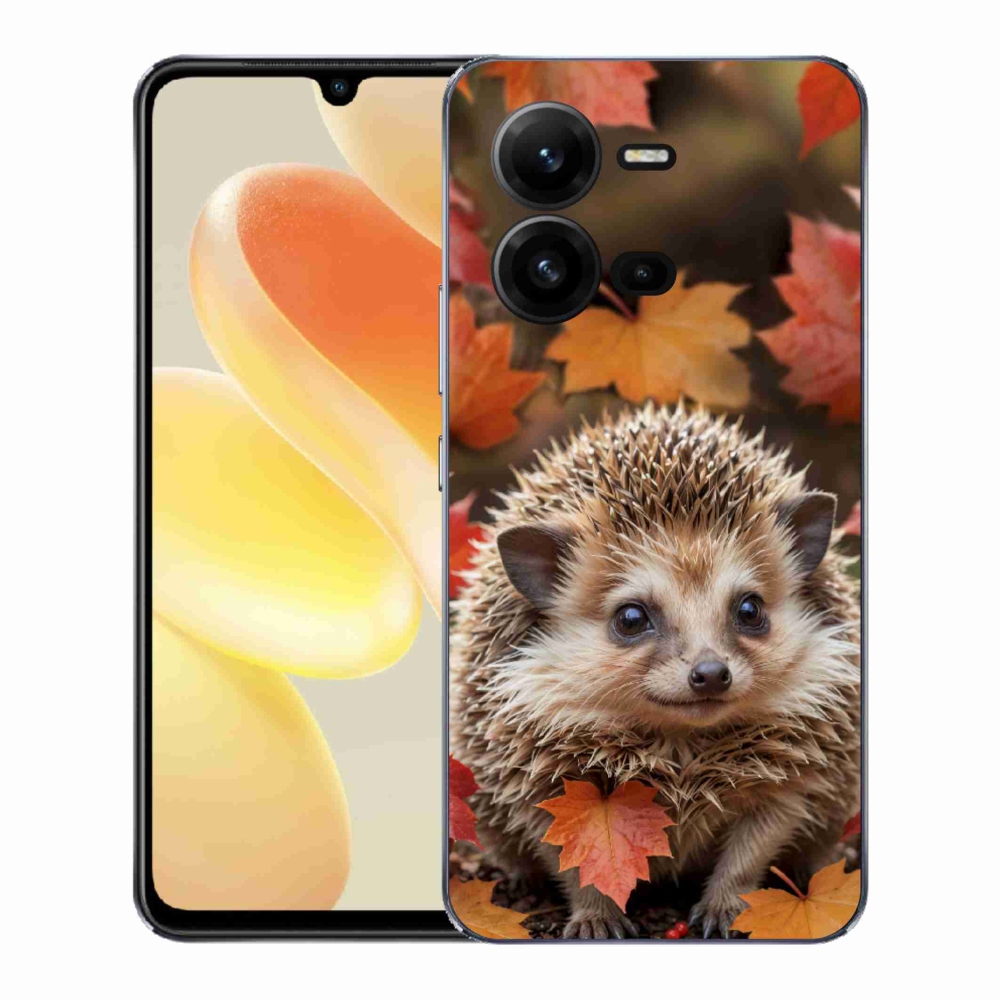 Zselés borítás mmCase a Vivo X80 Lite-hoz - sün a levelekben