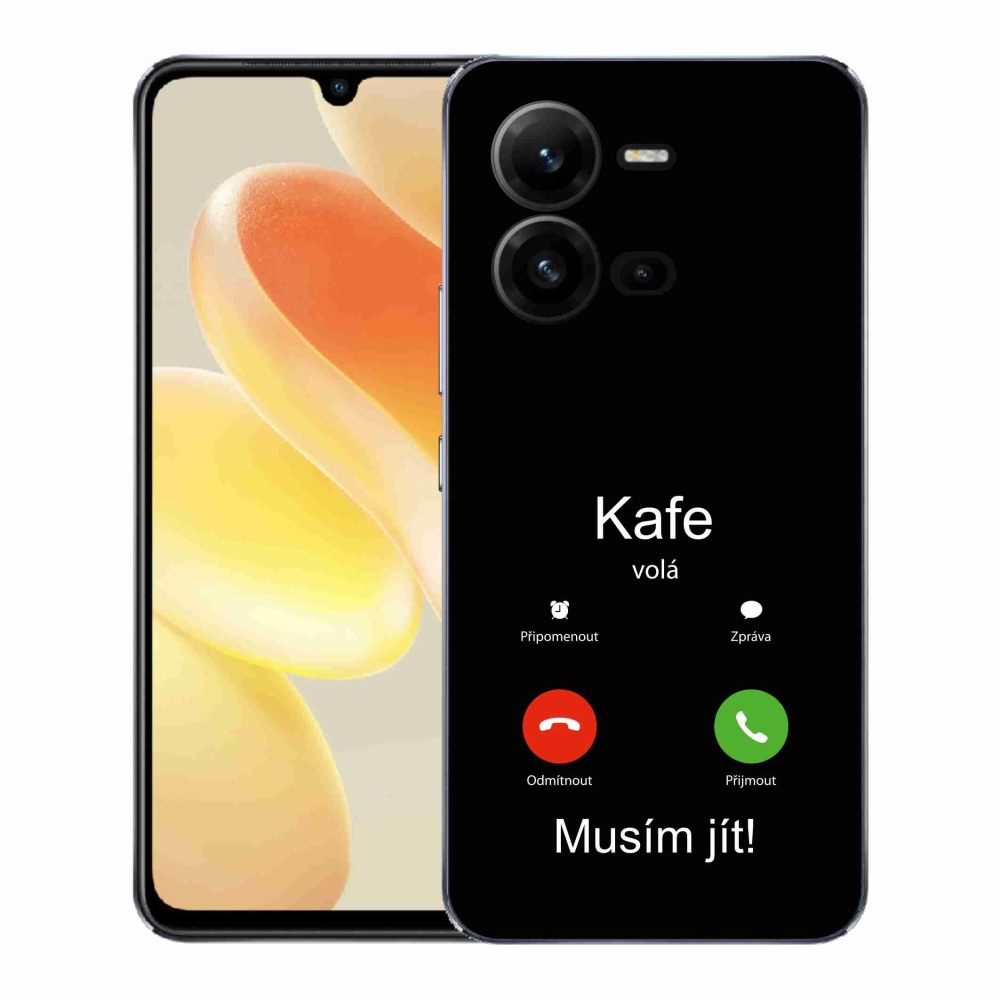 Gél borítás mmCase a Vivo X80 Lite készülékre - kávé hívások fekete háttérrel