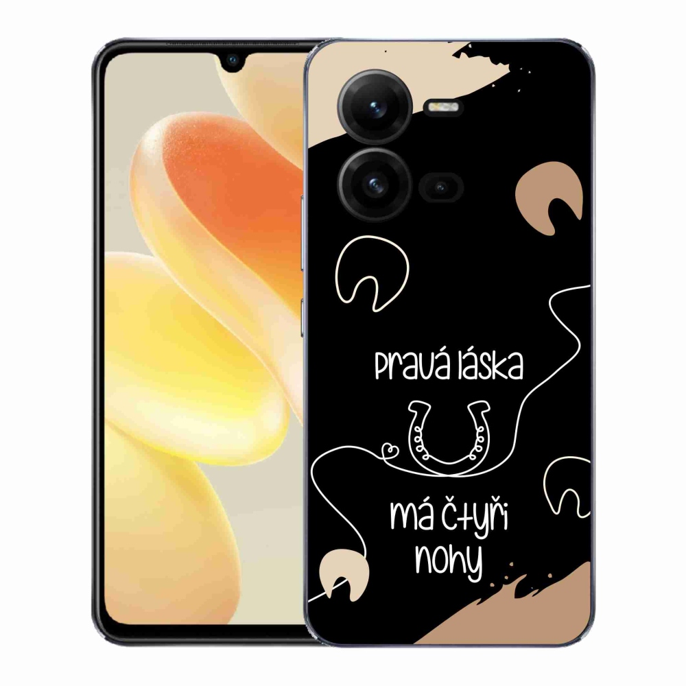 Gél borító mmCase a Vivo X80 Lite készülékhez - Ló motívum fekete háttér