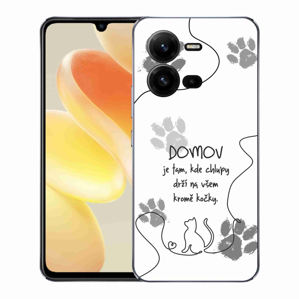 Gél borító mmCase a Vivo X80 Lite készülékhez - macska motívum fehér háttérrel