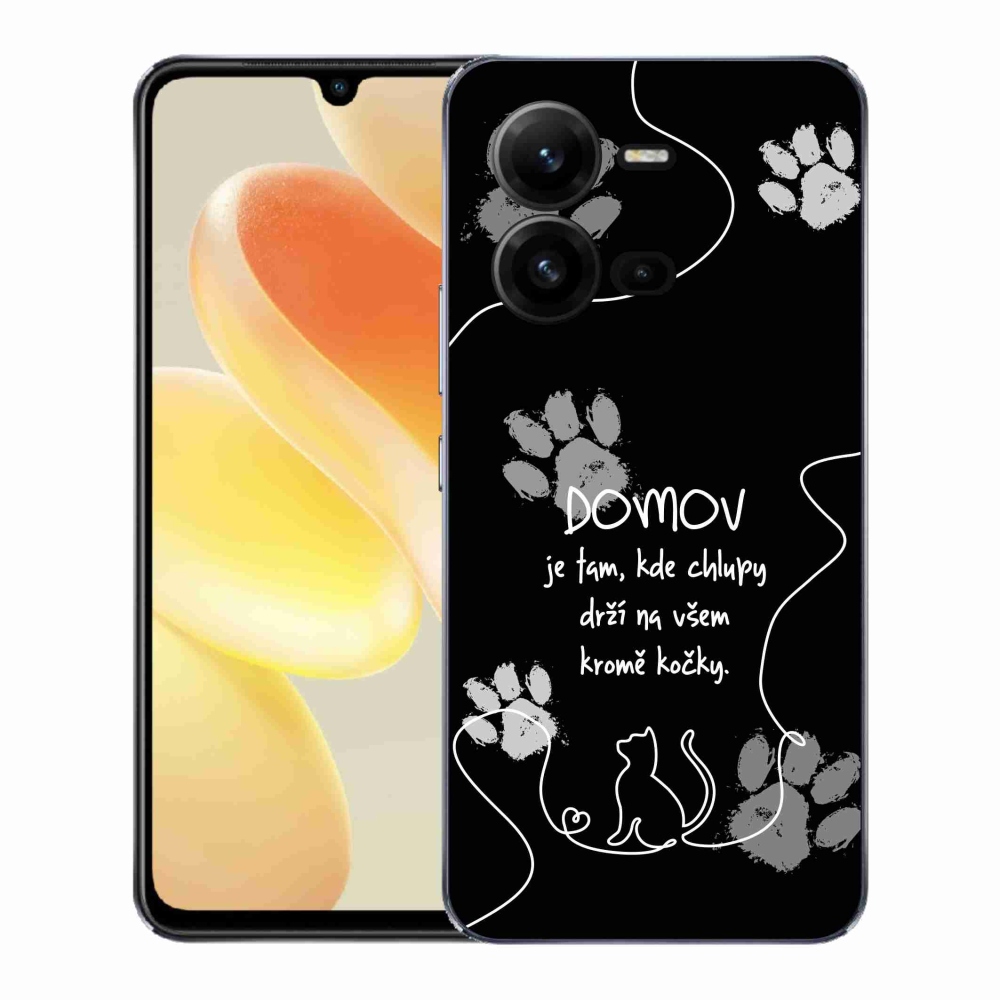 Gél borító mmCase a Vivo X80 Lite készülékhez - macska motívum fekete háttérrel