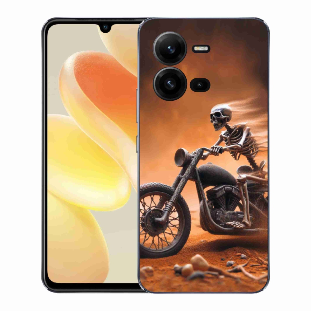 Gél borítás mmCase a Vivo X80 Lite-hoz - csontváz egy motorkerékpáron
