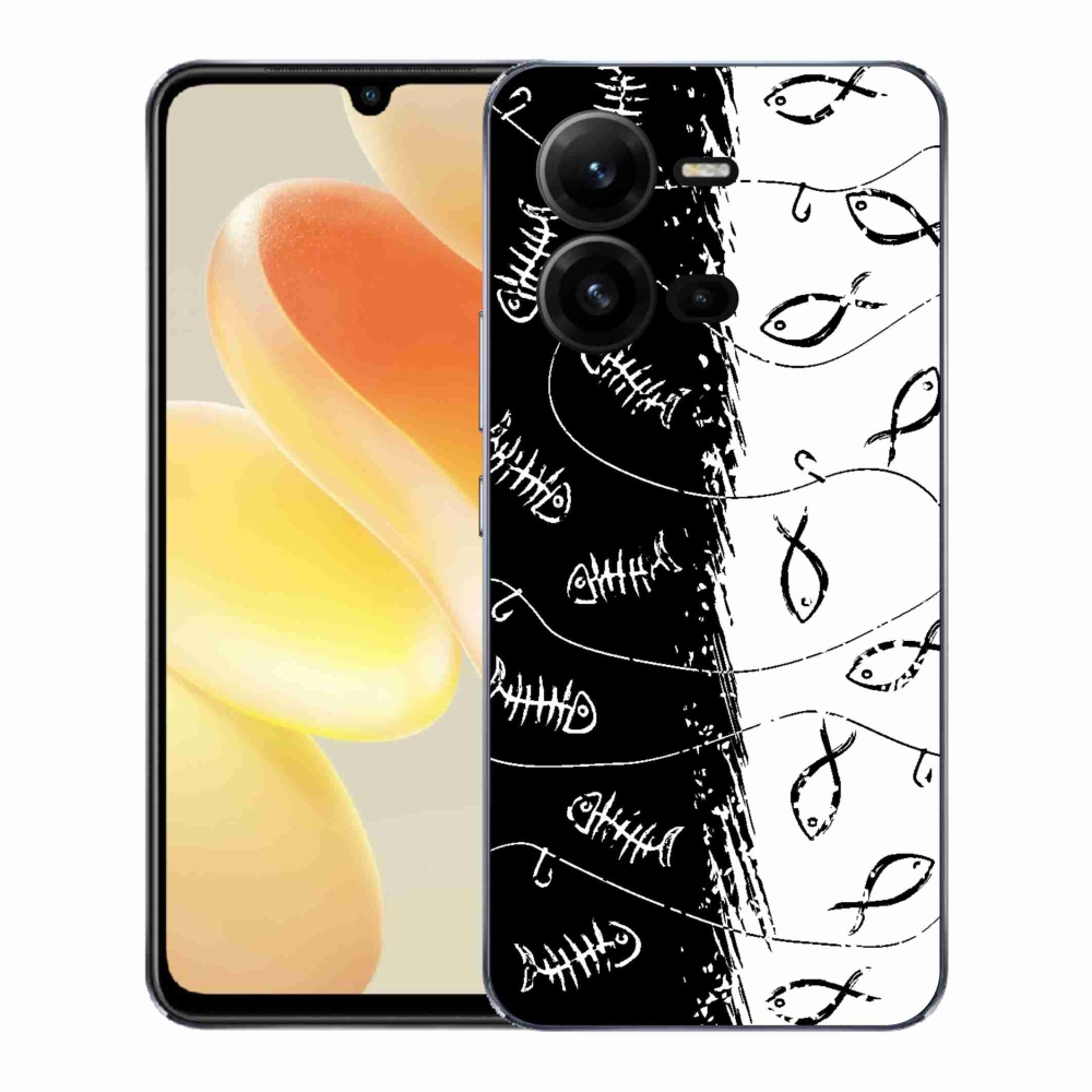Zselés borítás mmCase a Vivo X80 Lite készülékhez - csontvázak és halak