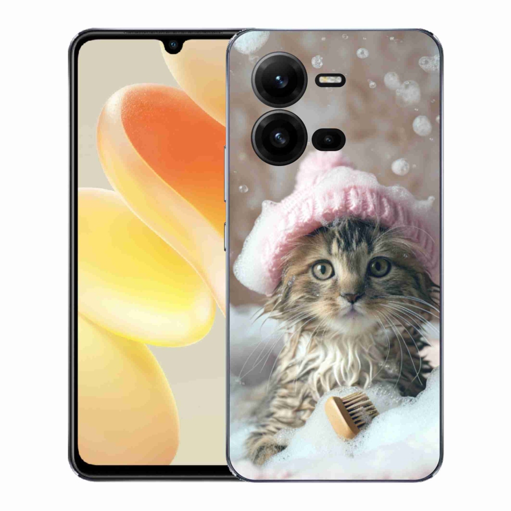 Zselés borítás mmCase a Vivo X80 Lite-hoz - cica és fürdés