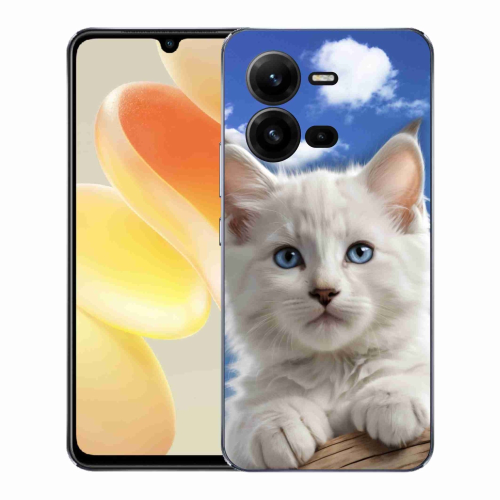 Gél borító mmCase a Vivo X80 Lite készülékhez - cica és felhők