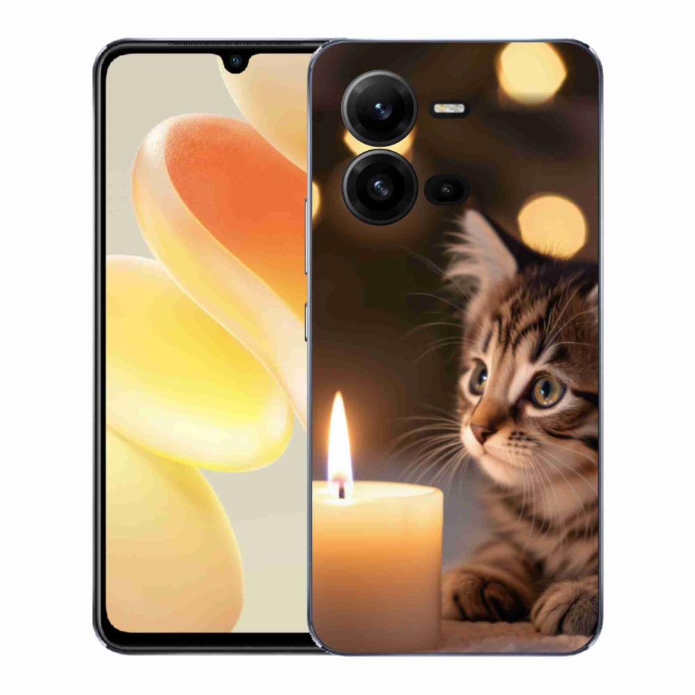 Gél borítás mmCase a Vivo X80 Lite-hoz - cica és gyertya