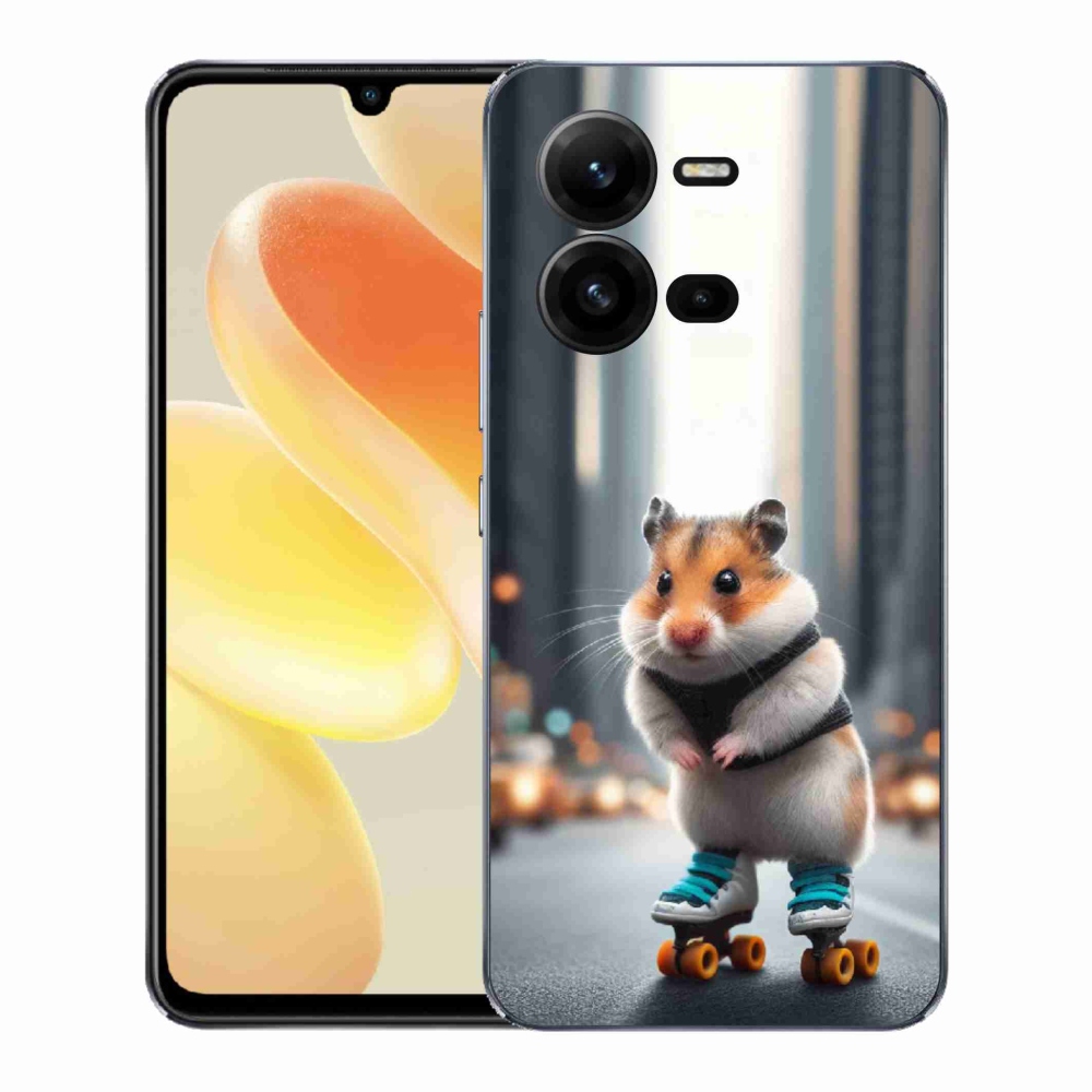 Zselés borítás mmCase a Vivo X80 Lite-hoz - hörcsög a korcsolyán