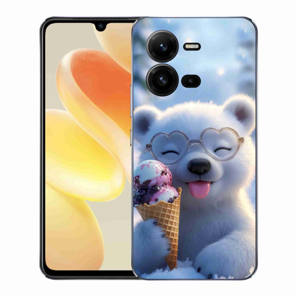 Gél borítás mmCase a Vivo X80 Lite-hoz - mackó fagylalttal