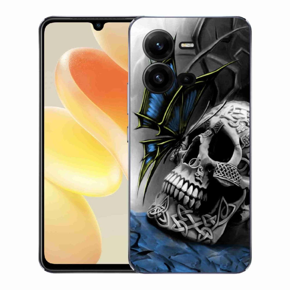 Gél borítás mmCase a Vivo X80 Lite-hoz - pillangó és koponya