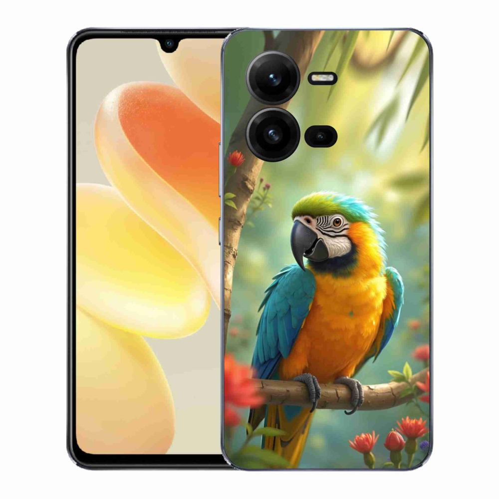Zselés borítás mmCase a Vivo X80 Lite készülékhez - papagáj ara kék és sárga