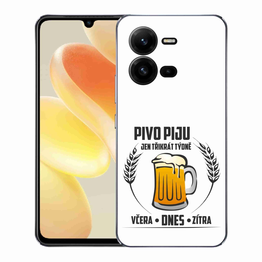 Gél borító mmCase a Vivo X80 Lite készülékhez - sör motívum fehér háttérrel