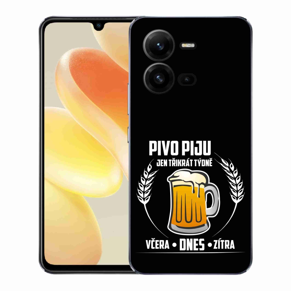 Gél borító mmCase a Vivo X80 Lite készülékhez - sör motívum fekete háttérrel