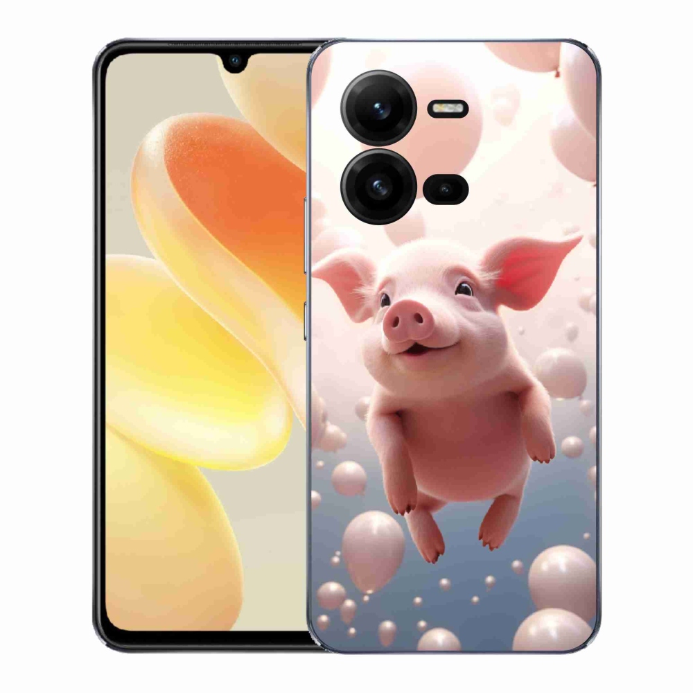 Gél borító mmCase a Vivo X80 Lite-hoz - malac lufikkal