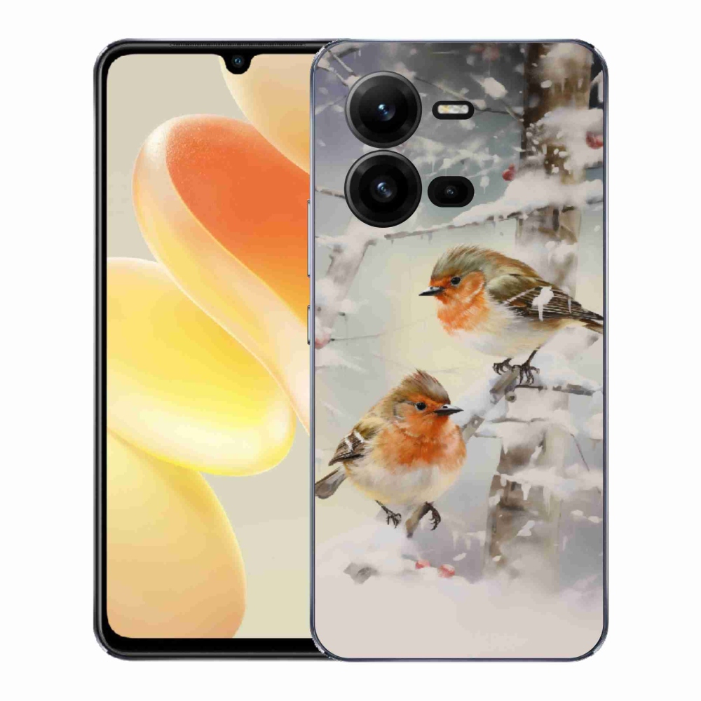 Gél borítás mmCase a Vivo X80 Lite készülékhez - madarak télen