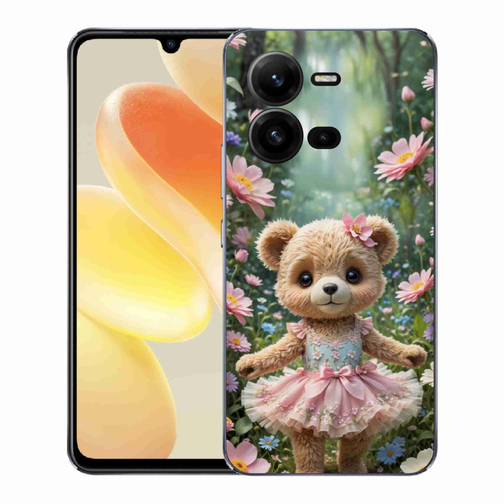 Gél borítás mmCase a Vivo X80 Lite készülékhez - aranyos virágos mackó