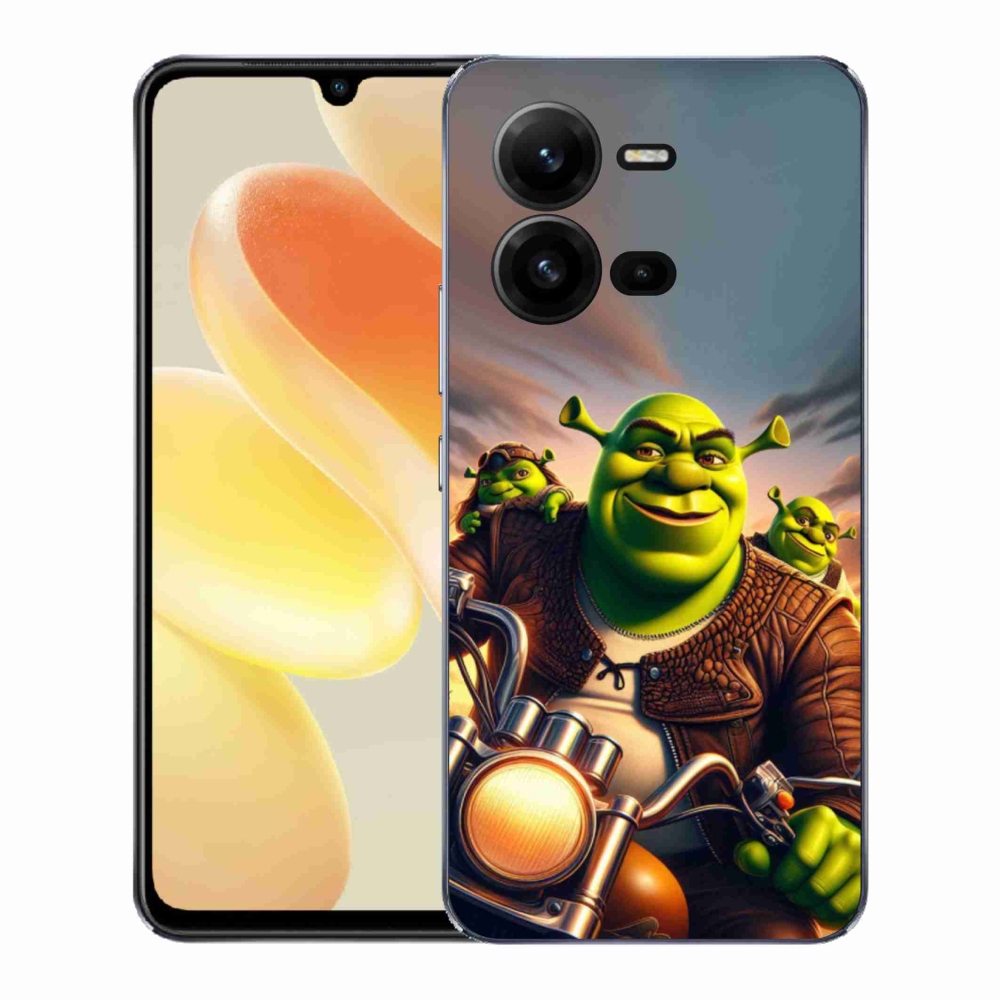 Gél borítás mmCase a Vivo X80 Lite-hoz - Shrek egy motorkerékpáron