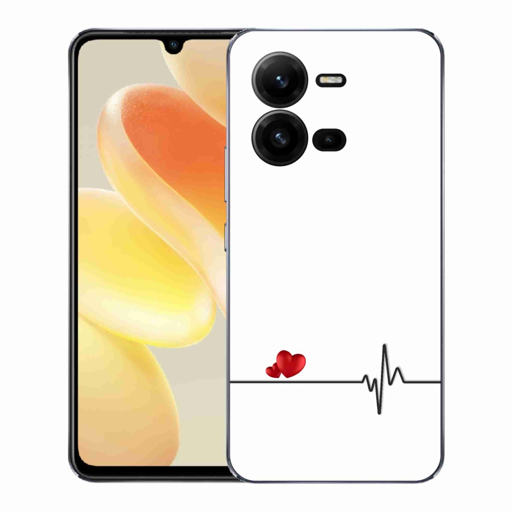 Gél borító mmCase a Vivo X80 Lite-on - szív és szívverés fehér háttérrel