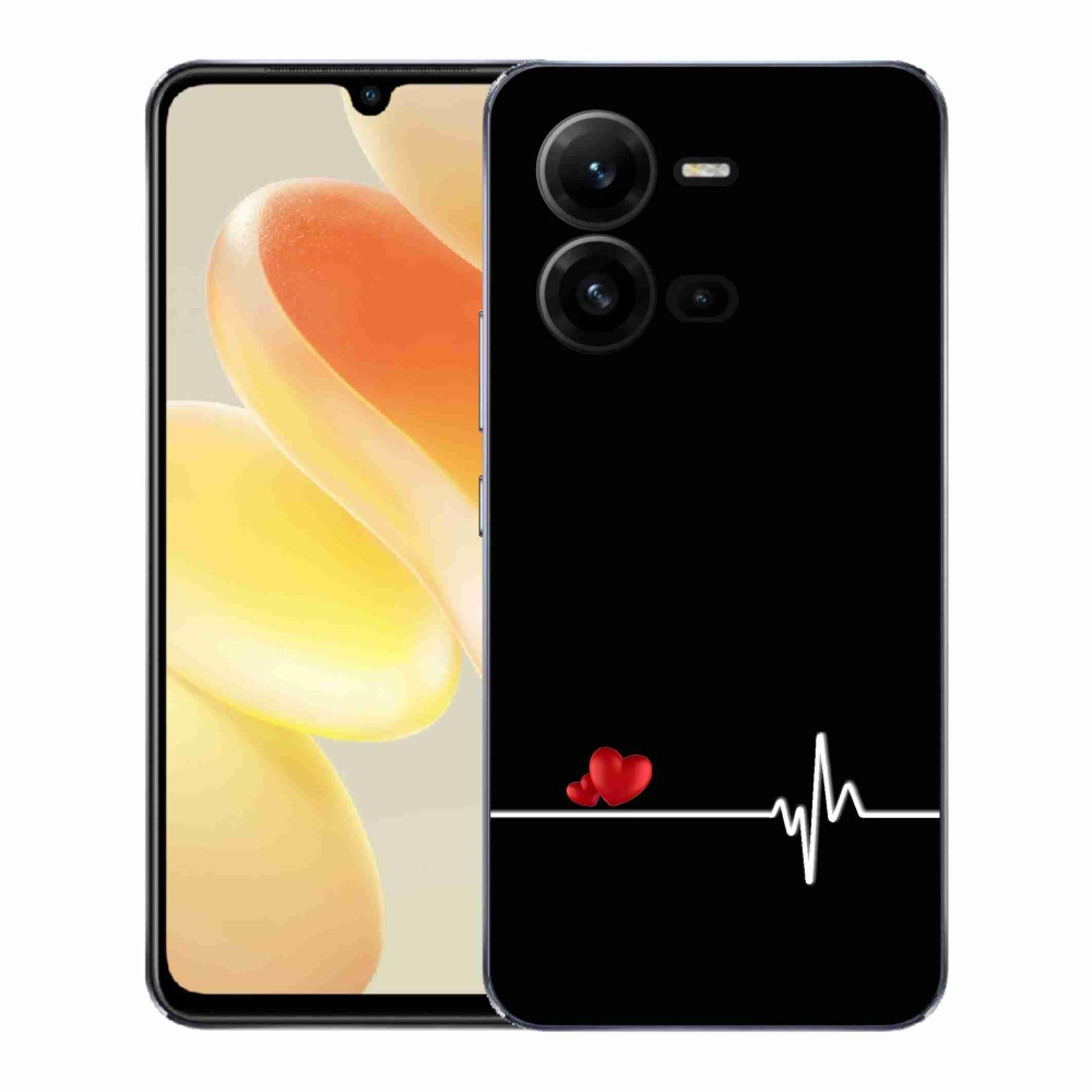 Gél borító mmCase a Vivo X80 Lite-on - szív és szívverés fekete háttérrel