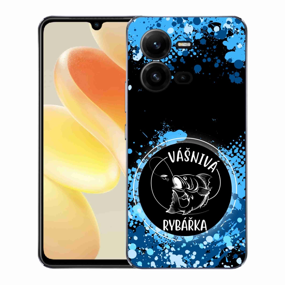 Gél borító mmCase a Vivo X80 Lite-on - szenvedélyes halász fekete háttérrel