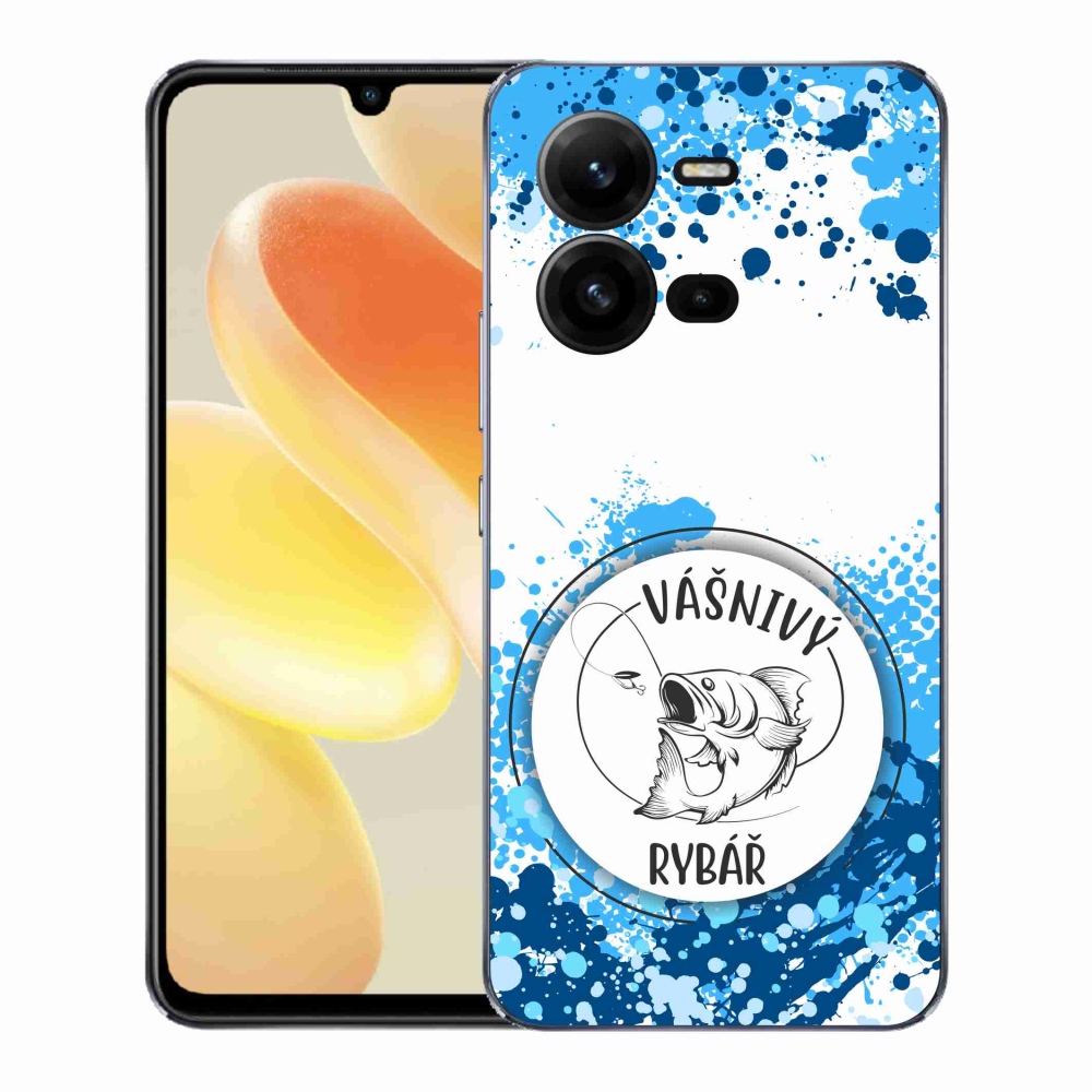 Gél borító mmCase a Vivo X80 Lite-on - szenvedélyes halász fehér háttérrel