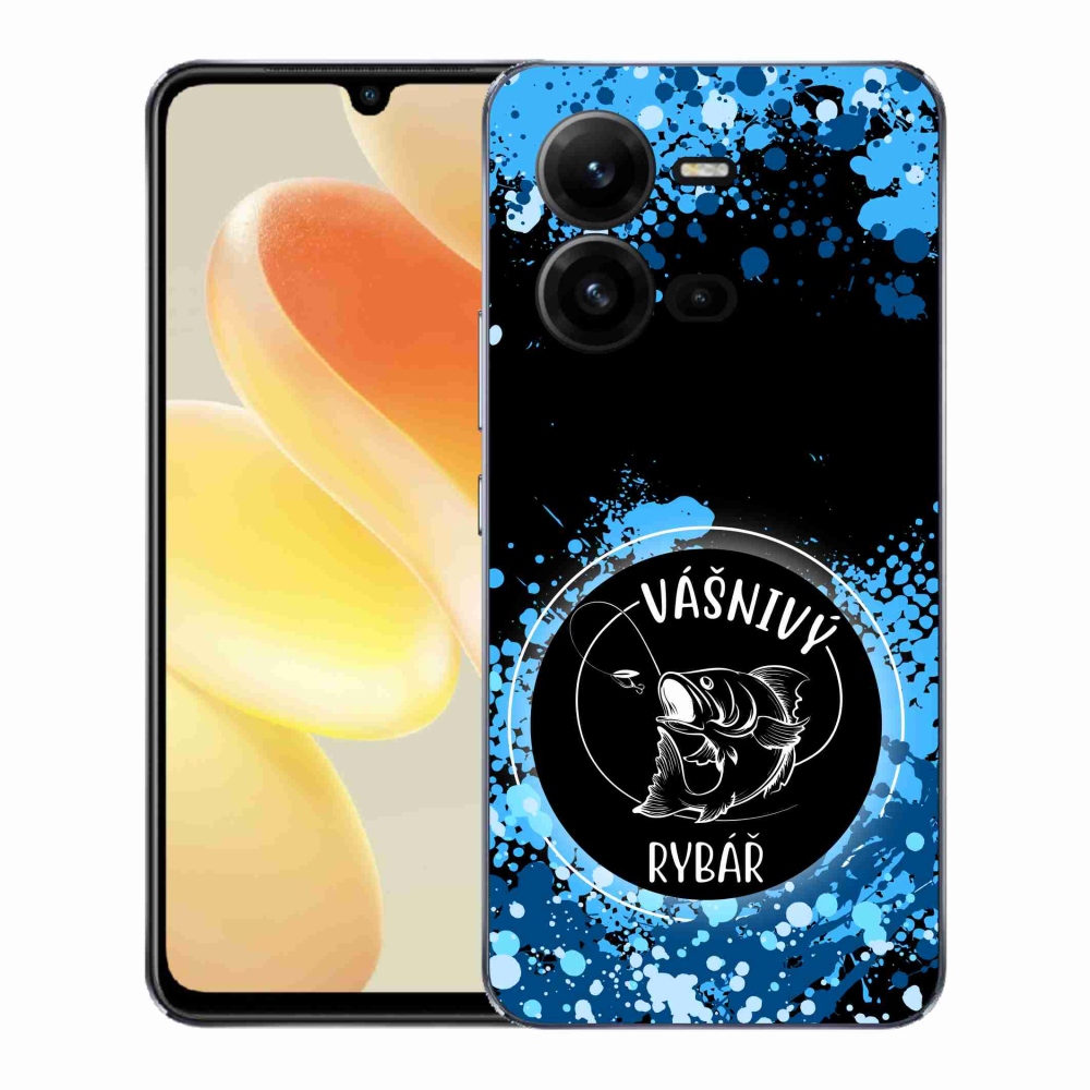 Gél borító mmCase a Vivo X80 Lite-on - szenvedélyes halász fekete háttérrel