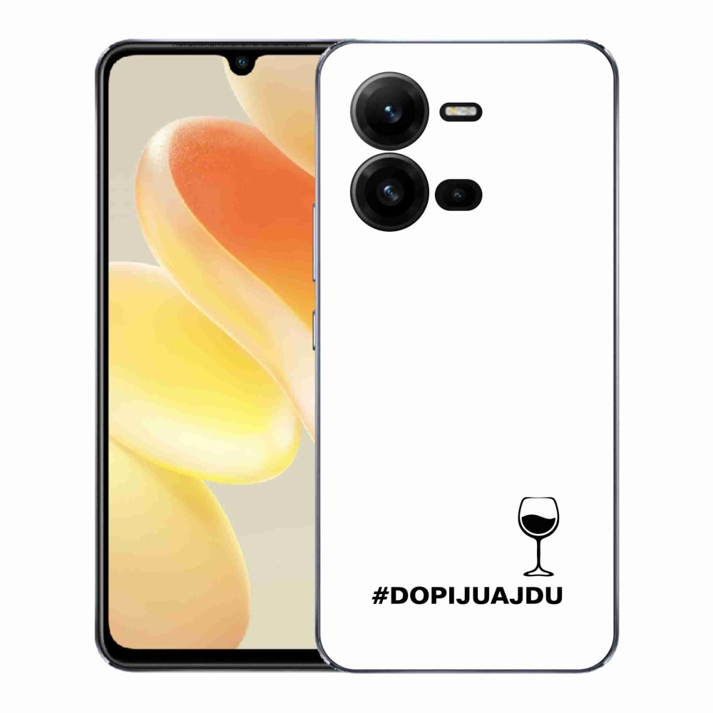 Gél borítás mmCase a Vivo X80 Lite készülékhez - bor motívum fehér háttérrel