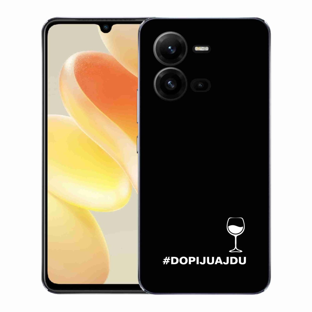 Gél borítás mmCase a Vivo X80 Lite készülékhez - bor motívum fekete háttérrel