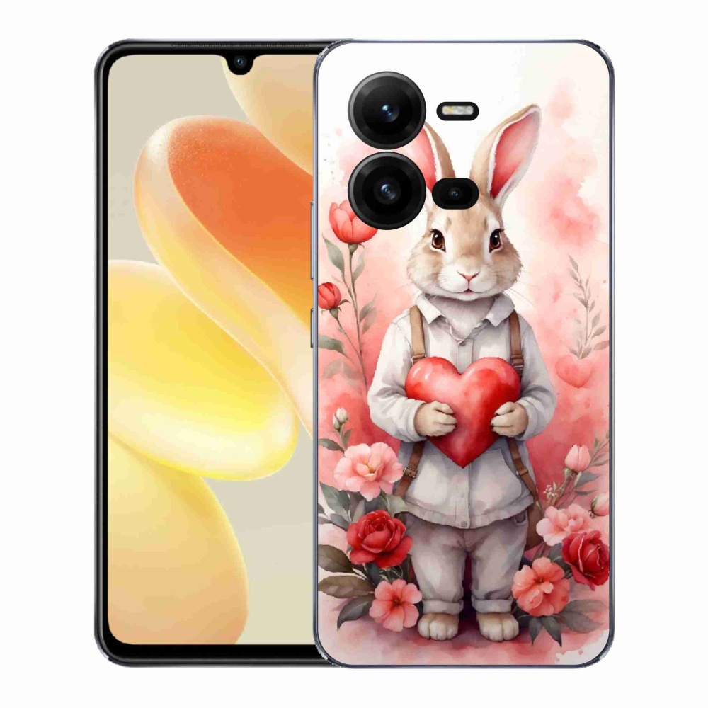 Zselés borítás mmCase a Vivo X80 Lite-hoz - nyúl szívvel