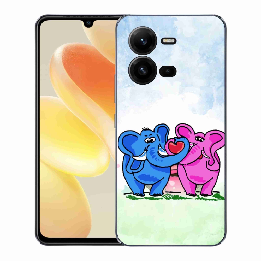 Gél borító mmCase a Vivo X80 Lite-hoz - szerelmes elefántok