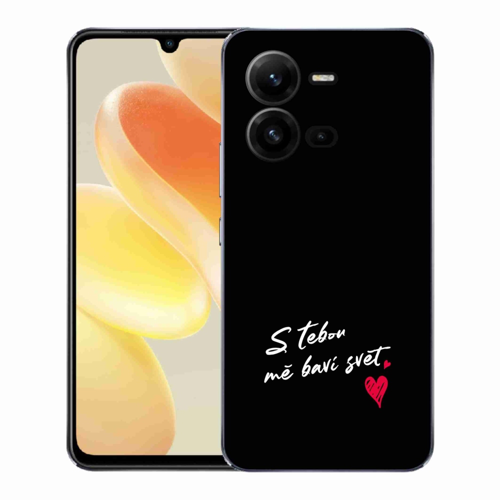 Gél borító mmCase a Vivo X80 Lite készülékre - szerelmes szöveg 1 fekete háttér