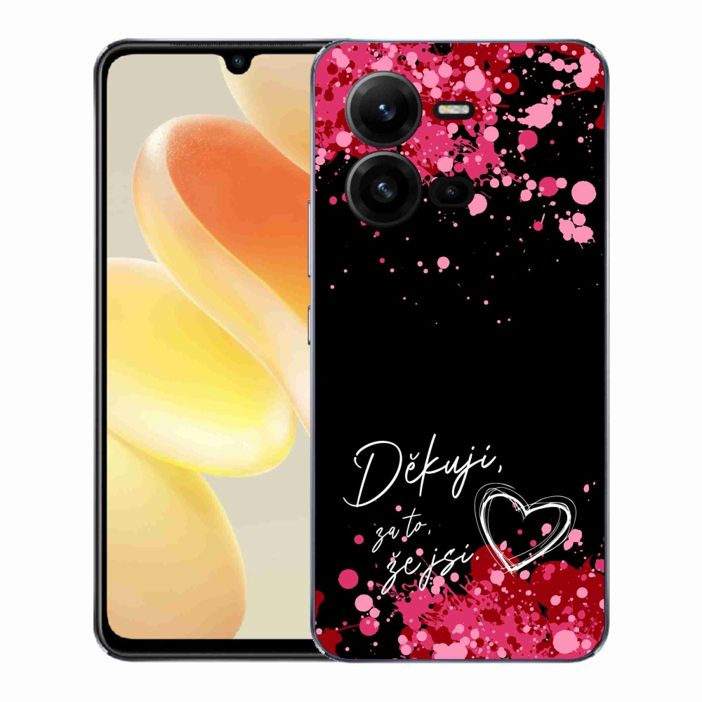 Gél borító mmCase a Vivo X80 Lite készülékre - szerelmes szöveg 2 fekete háttérrel