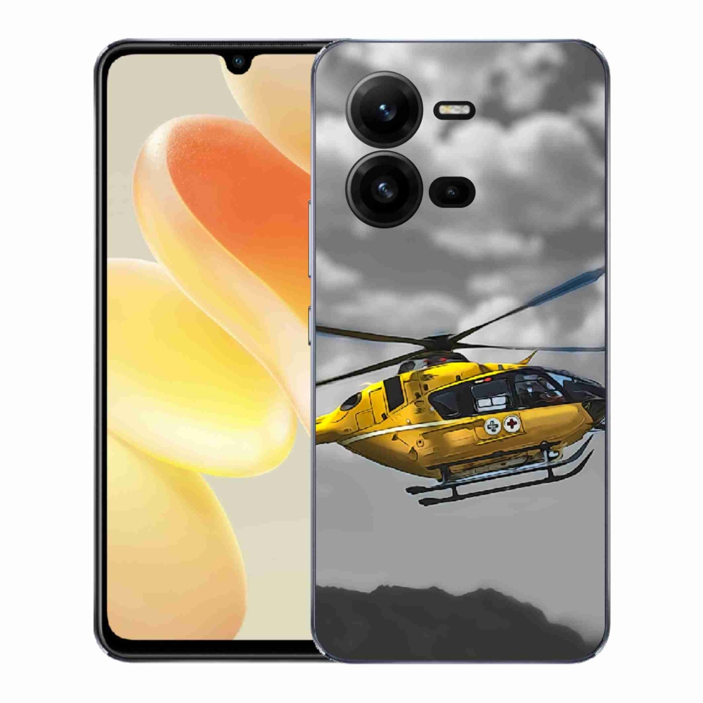 Zselés borítás mmCase a Vivo X80 Lite készülékhez - sárga helikopter