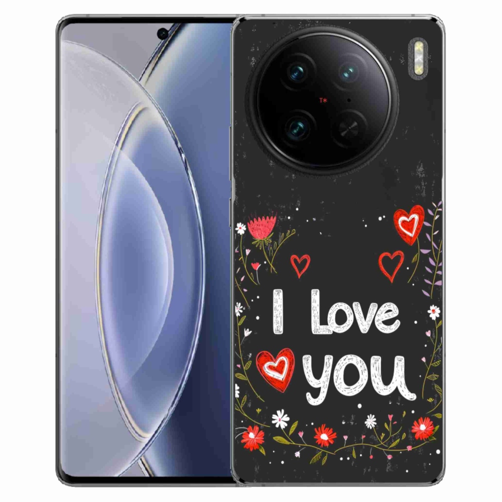 Gél borítás mmCase a Vivo X90 Pro készülékhez - Szeretlek fekete háttérrel