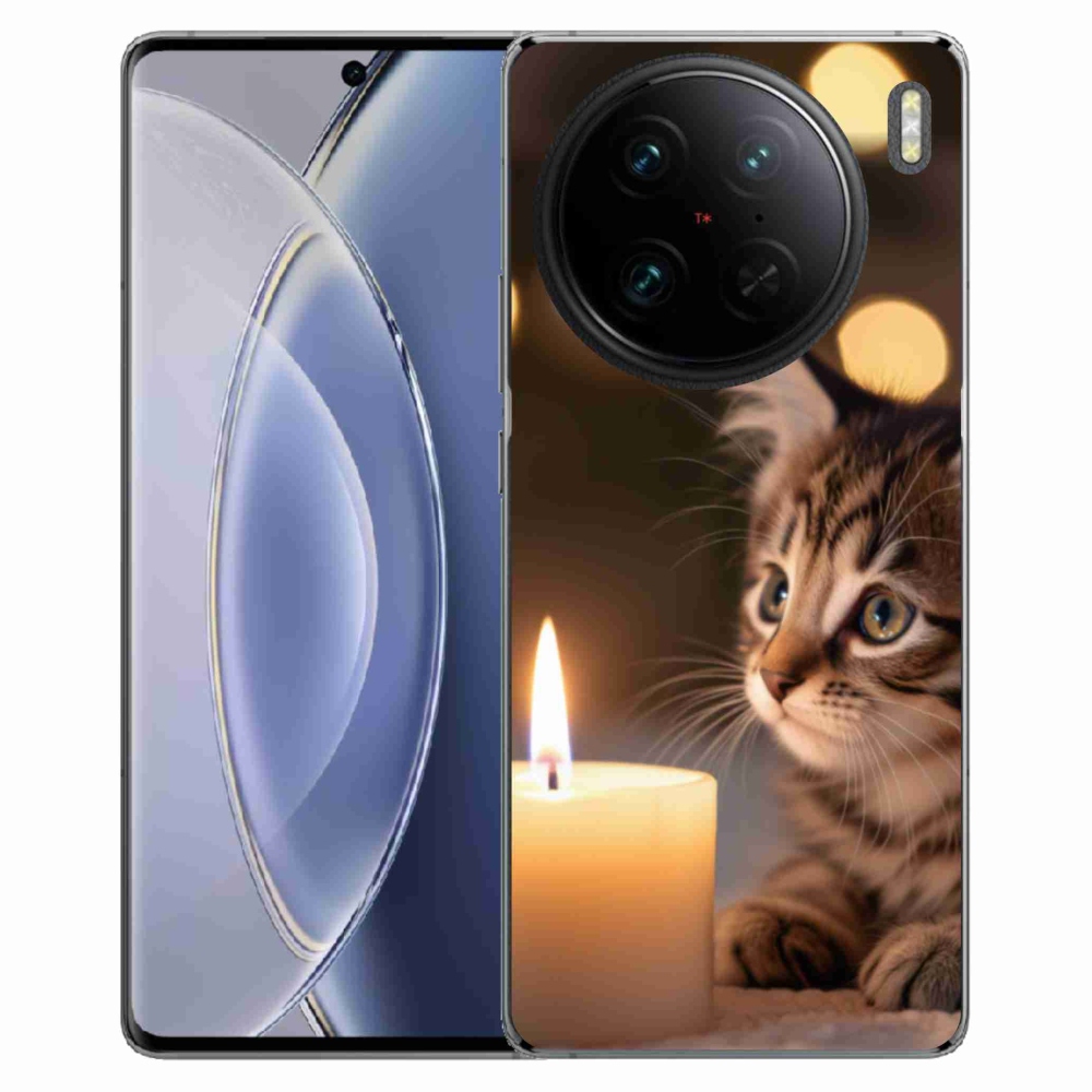 mmCase gél tok a Vivo X90 Pro-hoz – cica és gyertya