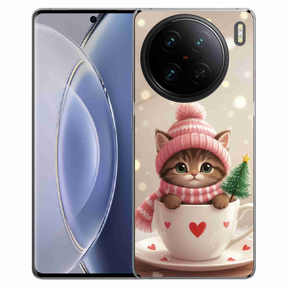 mmCase géltok a Vivo X90 Pro-hoz – karácsonyi cica egy csészében